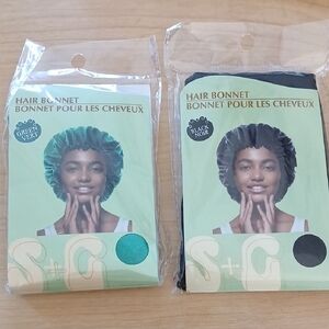 S&G Apparel Inc. Green and Black Hair Bonnet- Set Of 2!